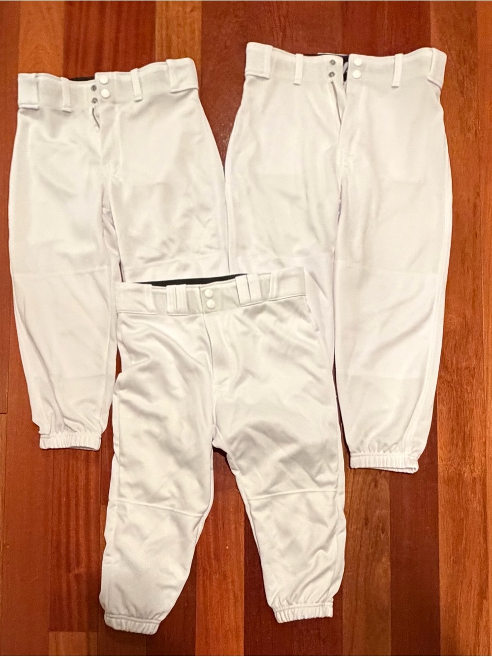Three Youth White Baseball Knickers - M/L